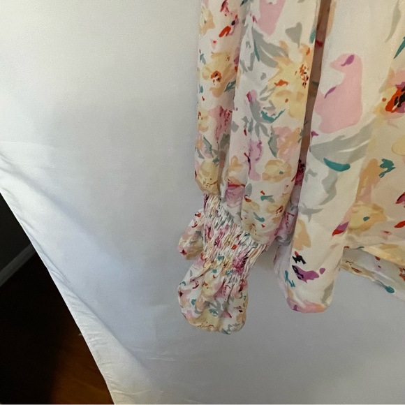 Chic Pink and Yellow Ruffled Long Sleeve Blouse - Picture 6 of 6